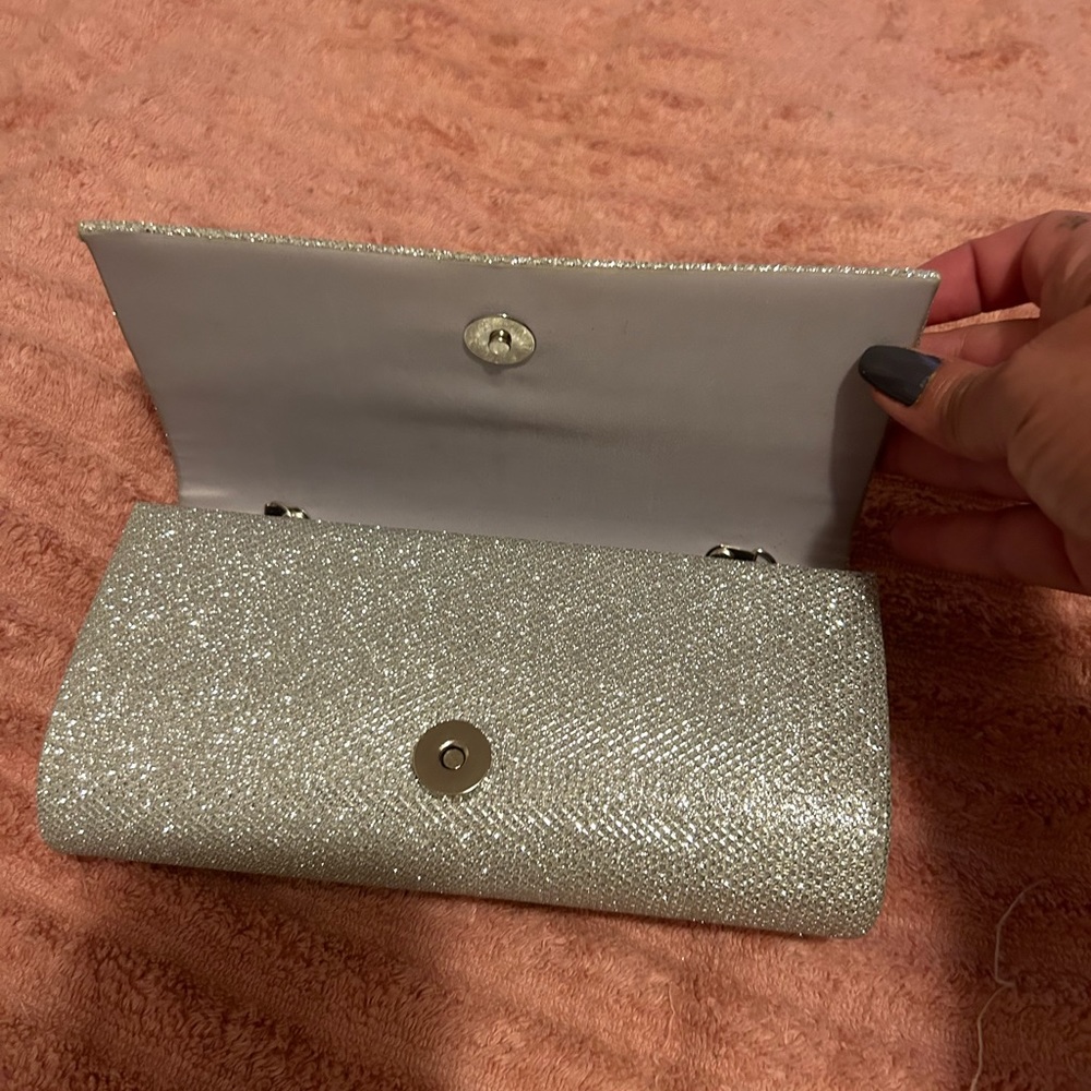 Silver sparkling clutch purse